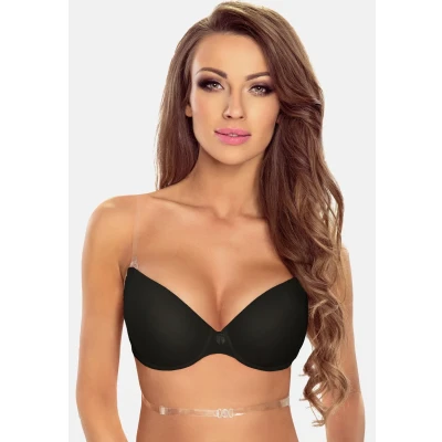 Immagine di Vivisence Reggiseno Push Up Spalline Trasparenti Multiway 1035, Nero,2A