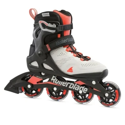 Immagine di Rollerblade MACROBLADE 80 W pattini in linea, linea freestyle e urban da donna con chiusura fibbia, grigio/corallo