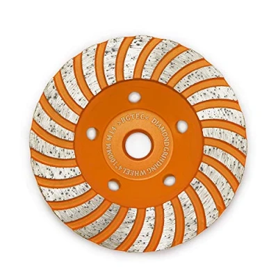 Immagine di Mola diamantata per superficie a tazza, BGTEC 1 pezzo Disco smerigliatrice in cemento Turbo Row da 100 mm con filettatura M14 angolare, marmo pietra granito