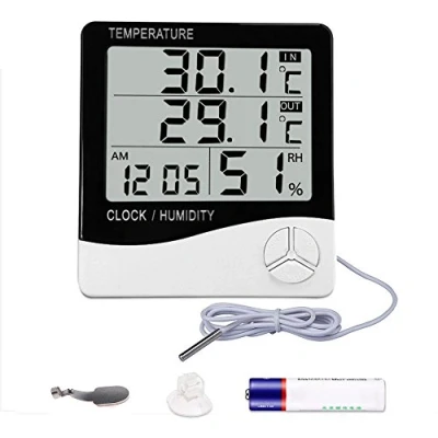Immagine di Mengshen Termometro Igrometro Digitale, Monitor Di Umidità Temperatura Interna Ed Esterna, Display Lcd, Batteria Inclusa TH03
