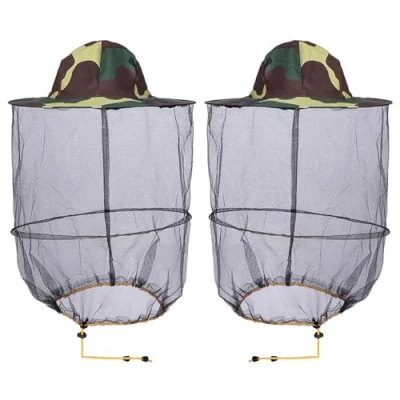 Immagine di HunterBee Cappello Rotondo da Apicoltura con Rete Velata, zanzariera,Velo di Protezione delle api2 Pezzi