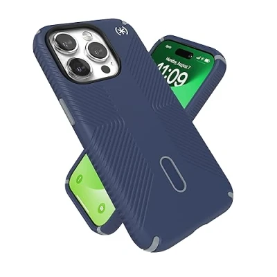 Immagine di Speck custodia per iPhone 15 Pro ClickLock antiscivolo Interlock, compatibile MagSafe, presa di protezione contro le cadute, resistente ai graffi, morbida al tatto, telefono da 6,1