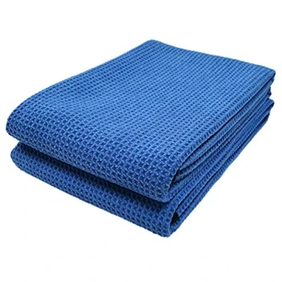 Immagine di Polyte panni per asciugatura in microfibra elite trama a nido d&#039;ape blu 63 x 91 cm 2 pezzi
