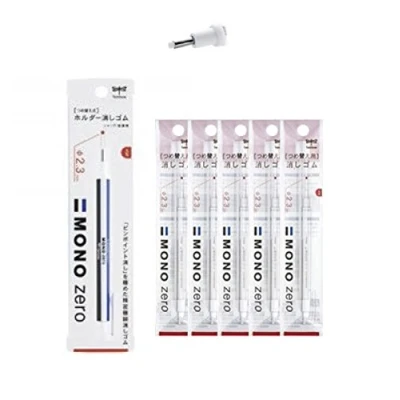 Immagine di Tombow Mono Zero Pen Style Eraser (1 penna gomma e 10 ricariche, punta rotonda da 2,3 mm)
