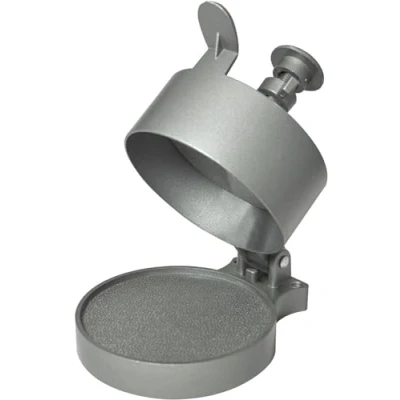 Immagine di CKB LTD Pressa per hamburger, grande, manuale, regolabile, antiaderente, liscia, hamburger fatti in casa, include 100 fogli di carta cerata 13 x 21 cm, alluminio (argento)