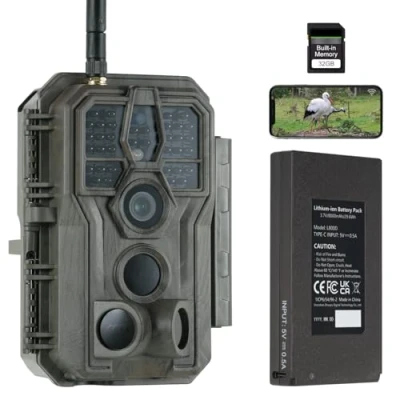 Immagine di GardePro E8P Max Fotocamera da Caccia, WIFI, Batteria Ricaricabile 8000mAh, Scheda SD Integrata, 64MP 1296P, Animali Movimento Attivato Visione Notturna Esterna Caccia App