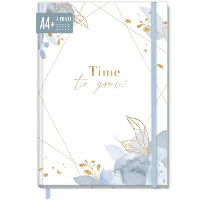 Immagine di paper&amp;you® Bullet Journal a puntini A4+ con elastico [Time to Grow] 156 pagine taccuino puntini, sketchbook, diario sostenibile e climaticamente neutrale