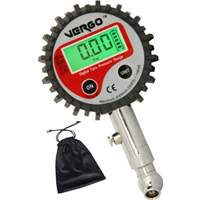 Immagine di VERGO Manometro Pressione Digitale per Pneumatici Misuratore di Prova LCD Retroilluminato Scala Multipla 0 200 PSI/0 14 Bar Auto Camion Moto 360 Gradi Rotazione Sacchetto Incluso
