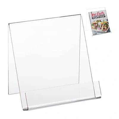 Immagine di Relaxdays Cavalletto per Libri A5, Supporto in Acrilico, Stabile, Porta Riviste, HLP 15x15x11,5 cm, Trasparente, 1