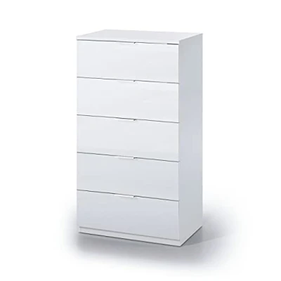 Immagine di Dmora Cassettiera a Cinque cassetti, Colore, cm 60 x 110 40, Bianco Opaco