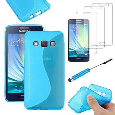 Immagine di ebestStar Cover Compatibile con Samsung A3 Galaxy (2015) SM A500F Custodia Protezione S Line Design Silicone Gel TPU Morbida e Sottile + Mini Penna +3 Pellicole plastica, Blu