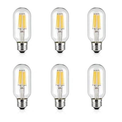 Immagine di Lampadina E27 T45 LED Edison 6W Bianco caldo 2700K 60W Ricambio a incandescenza decorativa vintage filamento tubolare trasparente (confezione da 6, non dimmerabile)