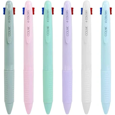 Immagine di COLNK 4 penne a sfera retrattili, 0,5,4 cm, 1 penna multicolore punta fine, da scrittura ogni giorno con impugnatura extra comoda, confezione 6