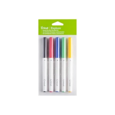 Immagine di Cricut Explore/Maker Fine Point 5 Pack Classics Set di pennini Nero, Rosso, Blu, Verde, Giallo