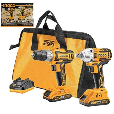 Immagine di Ingco Ckli2007 Set Completo Di Trapano Avvitatore E A Impulsi Batteria 20 V Con Caricabatterie 2 Batterie Ah Borsa
