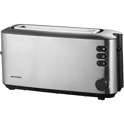 Immagine di SEVERIN AT 2515 Tostapane automatico con potenza 1000W, elettrico per toast termoisolante, in acciaio inossidabile sensore di temperatura, Nero/argento