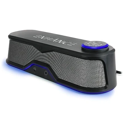 Immagine di ENHANCE SB1 altoparlante per Computer High Excursion soundbar USB Powered Soundbar, sottomonitor con picco da 10 W, controllo del volume LED, cuffie pass through,