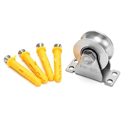 Immagine di QWORK® 2&quot; / 50mm Carrucola per sollevamento, puleggia a U in acciaio inox, funi metalliche, 1Pc, cuscinetto di carico: 400kg