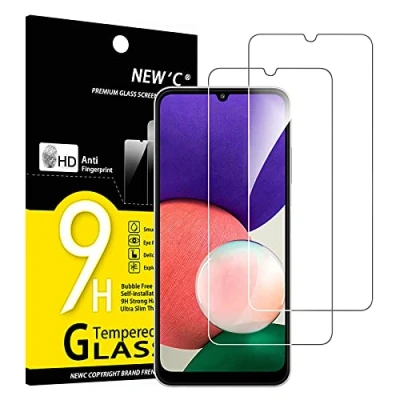 Immagine di NEW&#039;C 2 Pezzi, Vetro Temperato per Samsung Galaxy A22 4G (Non 5G), Pellicola Prottetiva Anti Graffio, Impronte, Durezza 9H, 0,33mm Ultra Trasparente, Resistente