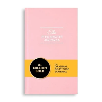 Immagine di Il diario dei cinque minuti: un più felice in 5 minuti al giorno semplice formato guidato giornaliero aumenta gratitudine e felicità, lista di gratitudine, rosa con sventura bianca