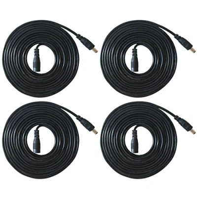 Immagine di Liwinting 4 Pezzi 2m Cavo di Prolunga DC Maschio a Femmina Alimentazione del Connettore 12V 2,1 mm x 5,5 per Adattatore Potenza, LED, Fotocamera CCTV Monitor e più Nero