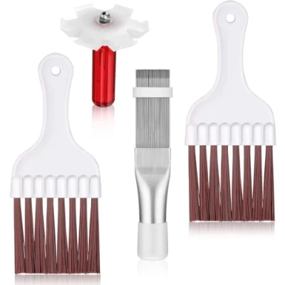 Immagine di VIVIIHOO Kit Pulizia Asciugatrice, 4 Pezzi Spazzola Alette Asciugatrice&amp;Filtro, Pettine Radiatore, Strumento di Riparazione del Radiatore in Acciaio Inossidabile
