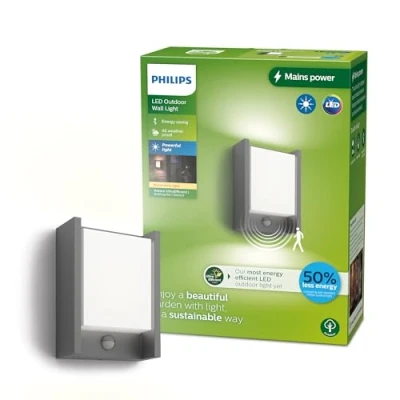 Immagine di Philips Arbour 8720169263833 Lampada LED da parete per esterno con rilevatore di movimento (monocolore) 3.8 W Antracite