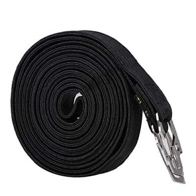 Immagine di Runaup Corde elastiche lunghe con ganci di sicurezza in acciaio al carbonio, Corda flessibile per cavo bagagli bici, carrello, camion, campeggio (4M/13,12ft Nera)