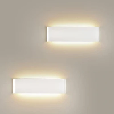 Immagine di FUPE 2 pezzi 18W Applique da parete interno 3000K LED 2160 Lumen,Lunghezza della lampada 31cm Luce gialla calda,Per Ristorante Scale Letto Corridoio del soggiorno