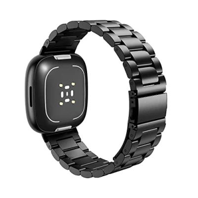 Immagine di MoKo Cinturino in Metallo Compatibile con Fitbit Versa 4/Versa 3/Sense 2/Sense, Braccialetto di Ricambio Acciaio Inossidabile per Uomo Donna, Nero