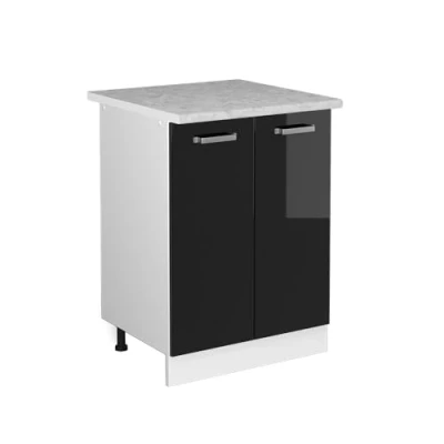 Immagine di Vicco Mobiletto base cucina R line, Nero lucido/Bianco, 60 cm, PL Marmo