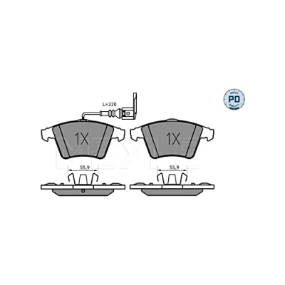 Immagine di MEYLE 025 237 4619/PD Kit pastiglie freno PD Quality Assale anteriore con contatto segnalazione usura lamierino anticigolío