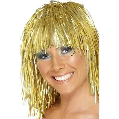 Immagine di SMIFFYS Parrucca Cyber Tinsel, oro, Metallizzato