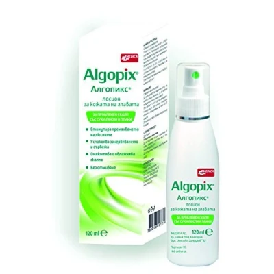 Immagine di Algopix Lozione per il cuoio capelluto da 120 ml cuoi capelluti problematici, secchi e forfora. Allevia prurito idrata