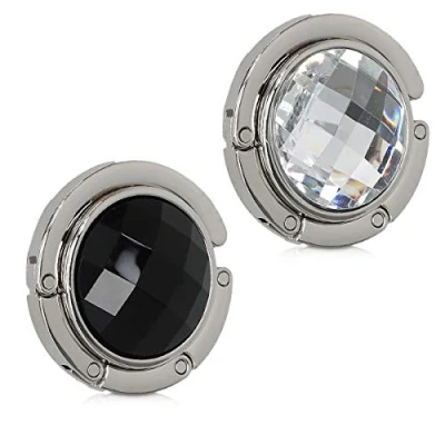 Immagine di kwmobile 2x Gancio Borsa da Tavolo Appendi in Alluminio Pieghevole Antiscivolo Antigraffio Set Appendiborsa max 3kg nero/bianco/argento