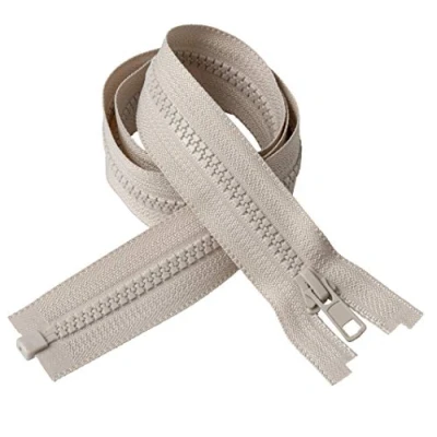 Immagine di IPEA Cerniera Lampo misura #5 Varie Lunghezze 2 pezzi Due Cerniere Divisibili per Abbagliamento Arredamento Cucito Giacche Zip Lunga 70 cm Larghezza 30 mm Colore Beige