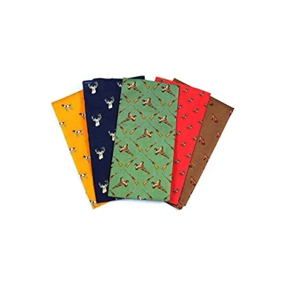 Immagine di confezione da 5 soprano LUSSO 100% cotone Paese FAZZOLETTI 40cm x CON LE FATTEZZE PERNICE, cervo, FAGIANI, Indicatore &amp; VOLPI