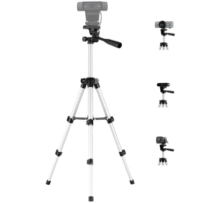 Immagine di Treppiede di supporto per Logitech C920, webcam Brio 4K, C925e, C922x, C922, C930e, C930, C615, altezza 65 cm, nero