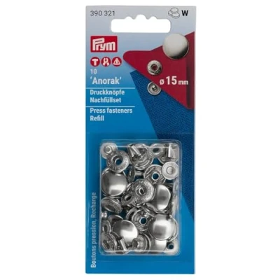 Immagine di Prym Bottoni Automatici, Metal, Argento, 15 mm, silberfarbig, 10 Stück, unità