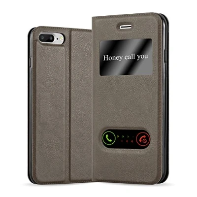 Immagine di Cadorabo Custodia Libro per Apple iPhone 8 Plus / 7 7S in Bruno Pietra con Funzione Stand e Chiusura Magnetica Portafoglio Cover Case Wallet Book Etui Protezione