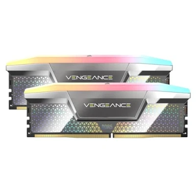 Immagine di CORSAIR VENGEANCE RGB DDR5 CUDIMM 48GB (2x24GB) 8000MHz CL38 50 128 1.4V Intel XMP Memoria per Computer Desktop Argento (CMHC48GX5M2X8000C38)