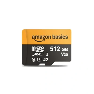 Immagine di Amazon Basics, Scheda microSD da 512 GB con adattatore per lettore, velocità fino a 200 MB/s, nero, 1 pezzo