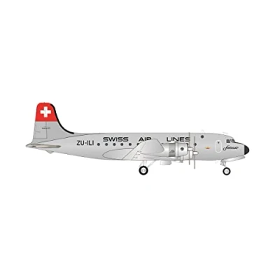 Immagine di herpa modello di aereo Swissair Douglas DC 4 ZU ILI in scala 1:200 aereo, pezzo da collezione, miniatura deco, statuetta com supporto metallo