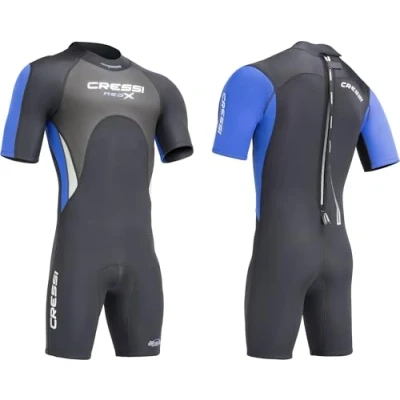 Immagine di Cressi Med X Man, Muta Shorty in Neoprene Bifoderato 2.5 mm High Stretch Uomo, Blu/Arancio/Silver, S/2