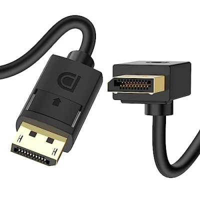 Immagine di J&amp;D Cavo DisplayPort 1.4 Angolo di 90 Gradi Verso L&#039;alto V1.4 con Supporto Fino a 8K/60Hz, 4K/144Hz, 1 Metri