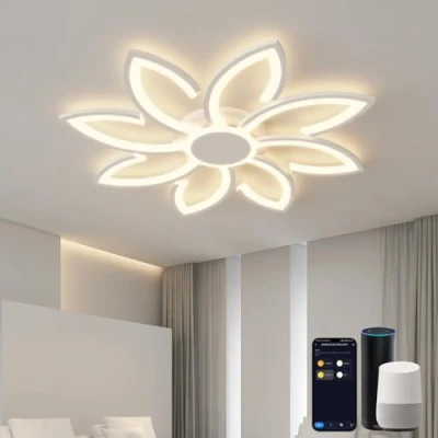 Immagine di Smart WiFi Lampadario Soggiorno Compatibile con Alexa e Google Home, Plafoniera Led Dimmerabile Telecomando Lampada da Soffitto, Luce Soffitto per Camera Letto, Salotto