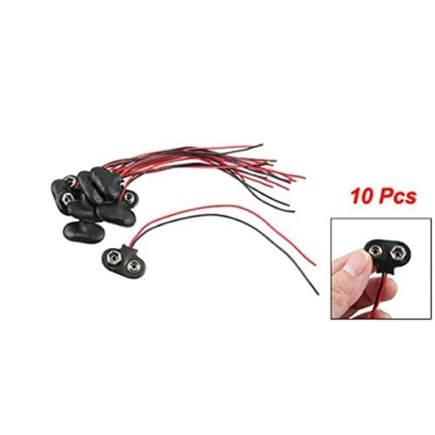Immagine di Sweetness 10 custodie nere in similpelle tipo T cablato 9 V batteria clip connettore