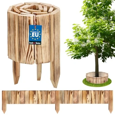 Immagine di KOTARBAU® 1 pezzo, 15 x 110 cm, recinzione in legno di pino, flessibile, per giardino, palizzata da ritagliabile, decorazione recinzioni