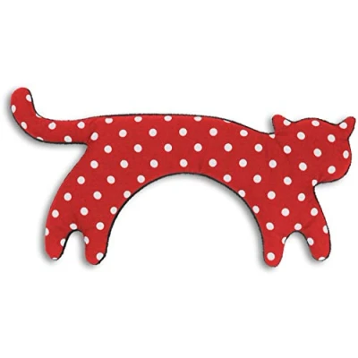 Immagine di CUSCINO RISCALDABILE Leschi per la pancia e schiena/Per collo, cervicale coliche dei neonati/Per microonde, con semi di grano/Minina gatta, rosso a pois nero