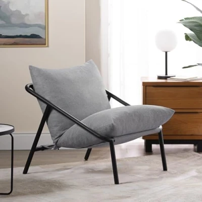 Immagine di Zinus Ada Poltrona Relax 79x68x79 con struttura in metallo e imbottitura schiuma a scaglie Grigio chiaro